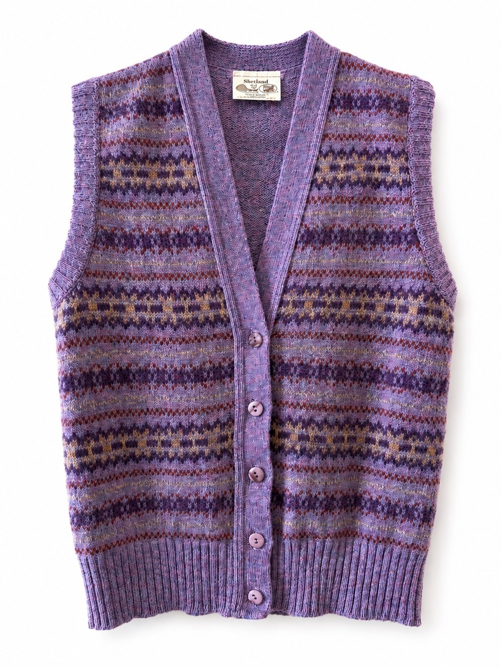 Vintage Shetland Pure New Wool Fair Isle Sweater Vest Made in Scotland